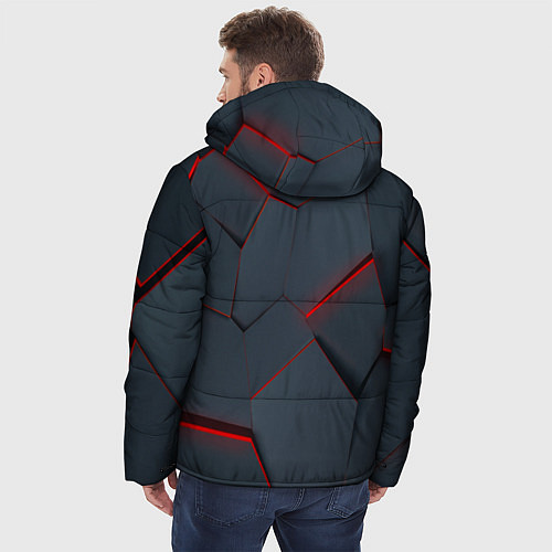 Мужская зимняя куртка Геометрический узор треснутого асфальта / 3D-Красный – фото 4