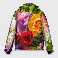 Куртка зимняя мужская Прекрасный цветочный букет, цвет: 3D-светло-серый