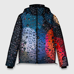 Мужская зимняя куртка Разноцветные огни сквозь дождевое стекло