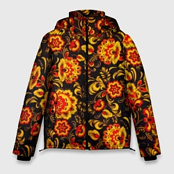 Куртка зимняя мужская Хохлома роспись, цвет: 3D-красный