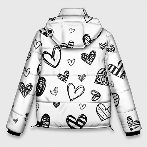 Мужская зимняя куртка Сердца нарисованные карандашом / 3D-Светло-серый – фото 2