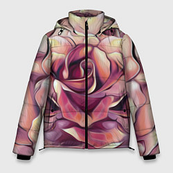 Куртка зимняя мужская Крупная роза маслом, цвет: 3D-красный