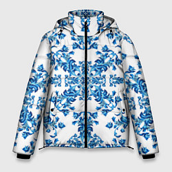 Куртка зимняя мужская Гжель узор цветы, цвет: 3D-светло-серый