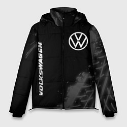 Куртка зимняя мужская Volkswagen speed на темном фоне со следами шин: на, цвет: 3D-черный
