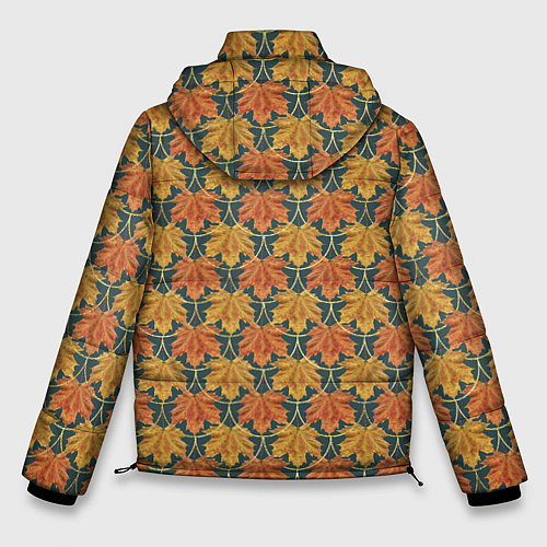 Мужская зимняя куртка Осенние кленовые листья в золотой чешуей на бирюзо / 3D-Светло-серый – фото 2