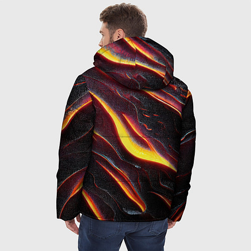 Мужская зимняя куртка Огонь сквозь расколы в плите как магическая лава / 3D-Красный – фото 4