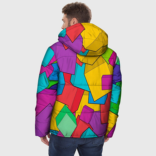 Мужская зимняя куртка Фон из разноцветных кубиков / 3D-Красный – фото 4