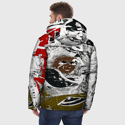 Мужская зимняя куртка Абстракция мазки цветной краски графика / 3D-Светло-серый – фото 4