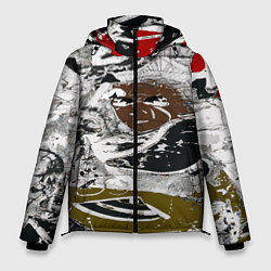Куртка зимняя мужская Абстракция мазки цветной краски графика, цвет: 3D-светло-серый