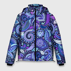 Мужская зимняя куртка Фиолетовые цветы узор