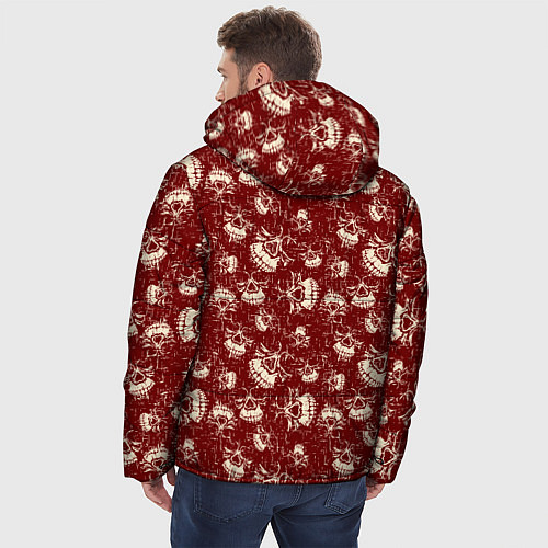 Мужская зимняя куртка Череп и полоски / 3D-Красный – фото 4