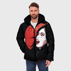 Куртка зимняя мужская Вампирша на фоне красной луны, цвет: 3D-черный — фото 2