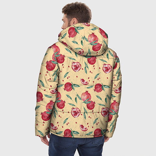 Мужская зимняя куртка Узор с акварельными гранатами / 3D-Красный – фото 4