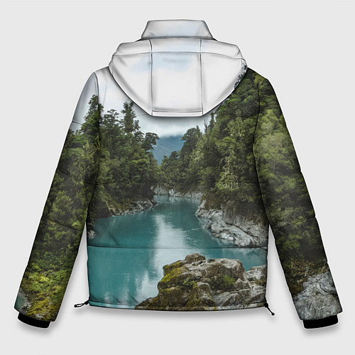 Мужская зимняя куртка Река, лес и скалы / 3D-Светло-серый – фото 2
