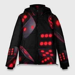 Куртка зимняя мужская Игральные кости на черном фоне, цвет: 3D-красный