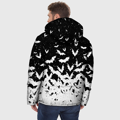 Мужская зимняя куртка Black and white bat pattern / 3D-Светло-серый – фото 4