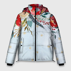 Куртка зимняя мужская Новогодний букет из роз, цвет: 3D-светло-серый