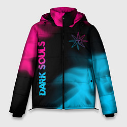 Куртка зимняя мужская Dark Souls - neon gradient: надпись, символ, цвет: 3D-черный