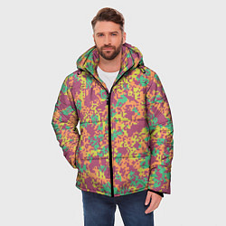 Куртка зимняя мужская Цифровой камуфляж - сиренево-зеленый, цвет: 3D-красный — фото 2