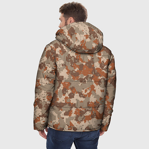 Мужская зимняя куртка Цифровой камуфляж - серо-коричневый / 3D-Красный – фото 4