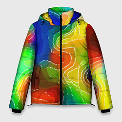 Куртка зимняя мужская Разноцветная абстрактная композиция, цвет: 3D-черный