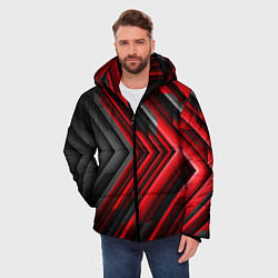 Куртка зимняя мужская Чёрно-красный паркет графика, цвет: 3D-черный — фото 2