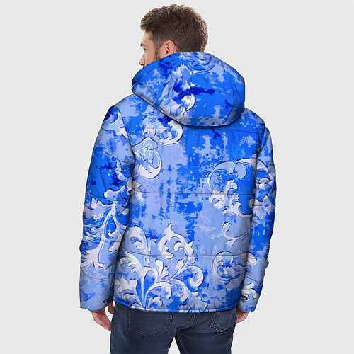 Мужская зимняя куртка Растительный орнамент - паттерн / 3D-Красный – фото 4