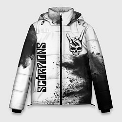 Куртка зимняя мужская Scorpions и рок символ на светлом фоне, цвет: 3D-черный