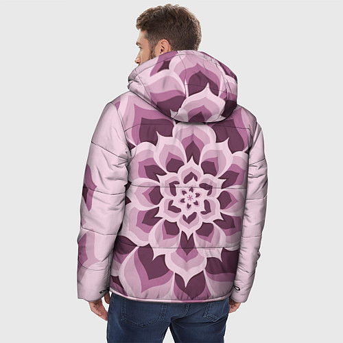 Мужская зимняя куртка Цветочный узор в розовых тонах / 3D-Красный – фото 4