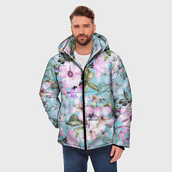 Куртка зимняя мужская Яблоня в цвету акварель, цвет: 3D-черный — фото 2