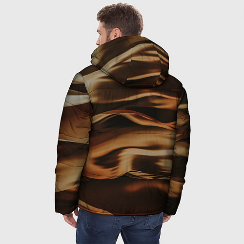 Мужская зимняя куртка Тёмно-золотые нановолны / 3D-Красный – фото 4