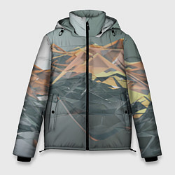 Куртка зимняя мужская Абстрактное жидкое стекло, цвет: 3D-светло-серый