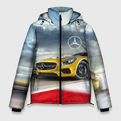 Куртка зимняя мужская Mercedes AMG V8 Biturbo на трассе, цвет: 3D-светло-серый