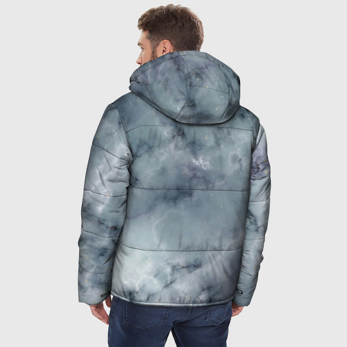Мужская зимняя куртка Натуральный дымчатый мрамор текстура / 3D-Красный – фото 4