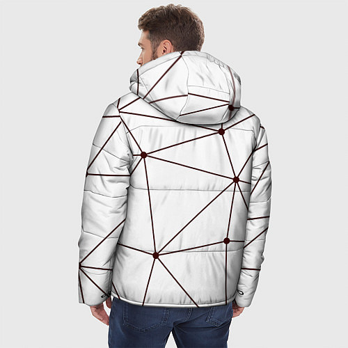 Мужская зимняя куртка Геометрические линии на белом фоне / 3D-Красный – фото 4