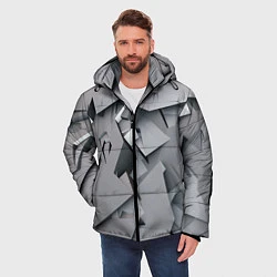 Куртка зимняя мужская Металлическая хаотичная броня, цвет: 3D-светло-серый — фото 2