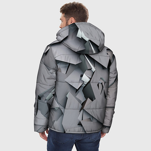 Мужская зимняя куртка Металлическая хаотичная броня / 3D-Красный – фото 4