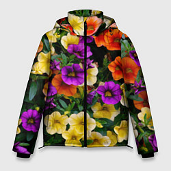 Куртка зимняя мужская Разноцветная петуния, цвет: 3D-черный