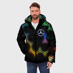 Куртка зимняя мужская Mercedes - neon pattern, цвет: 3D-красный — фото 2