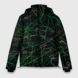 Куртка зимняя мужская Абстракция яркие нити неон, цвет: 3D-черный