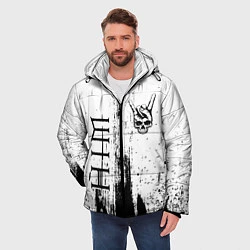 Куртка зимняя мужская HIM и рок символ на светлом фоне, цвет: 3D-черный — фото 2