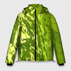 Куртка зимняя мужская Зеленый абстрактный камуфляж, цвет: 3D-красный