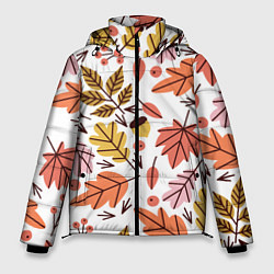 Куртка зимняя мужская Осенний паттерн - листья, цвет: 3D-красный