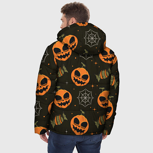 Мужская зимняя куртка Хэллоуин тыквы / 3D-Светло-серый – фото 4