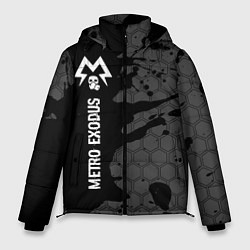 Мужская зимняя куртка Metro Exodus glitch на темном фоне: по-вертикали