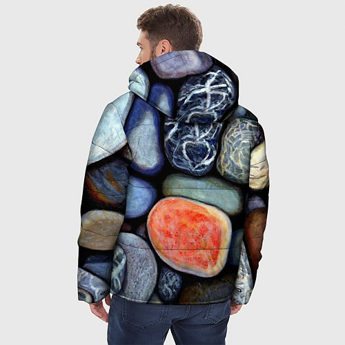 Мужская зимняя куртка Цветные камушки / 3D-Красный – фото 4