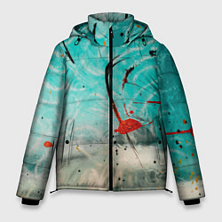 Куртка зимняя мужская Абстрактные песок и небо с красками, цвет: 3D-красный