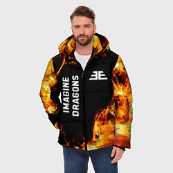 Куртка зимняя мужская Imagine Dragons и пылающий огонь, цвет: 3D-черный — фото 2