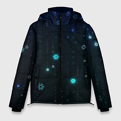 Куртка зимняя мужская Неоновый дождик из снежинок, цвет: 3D-черный