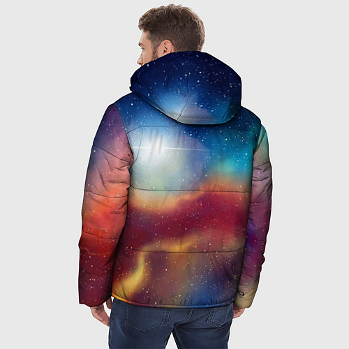 Мужская зимняя куртка Многогранное космическое пространство - яркая звез / 3D-Красный – фото 4